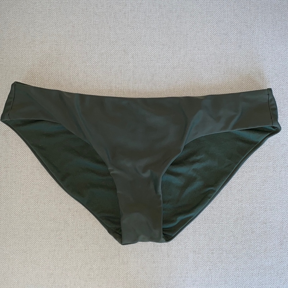 Ruched Back Swim Bikini Bottoms Green Size M